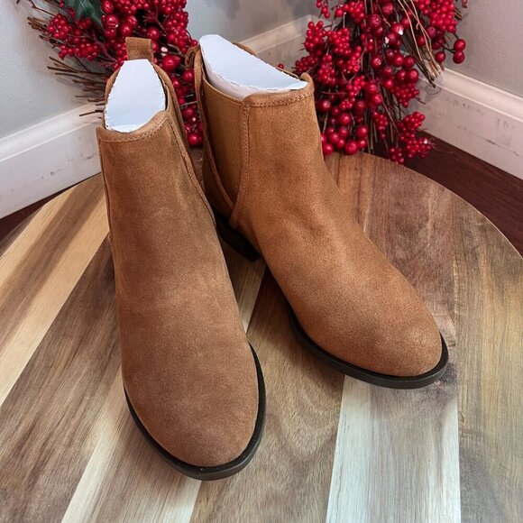 Isaac Mizrahi Live! Gloria Cognac Ankle Boots Women's Sz 7 Cognac Leather - Picture 3 of 10